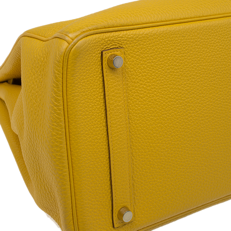 Hermès Yellow and White Clemence 35 cm Birkin Bag