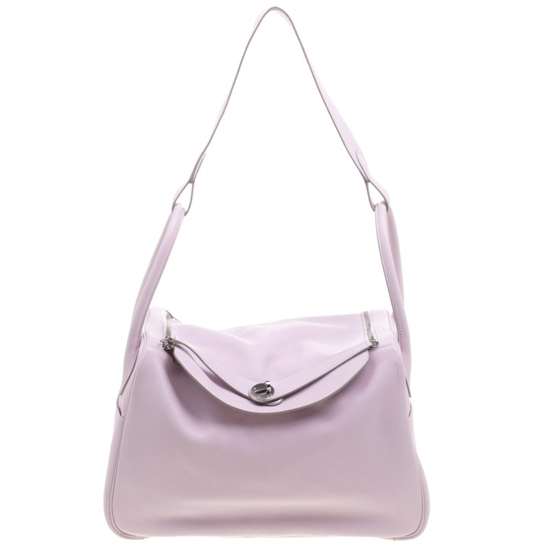 Pre Owned Hermes Pink Swift Leather Palladium Plated Lindy 34 Bag