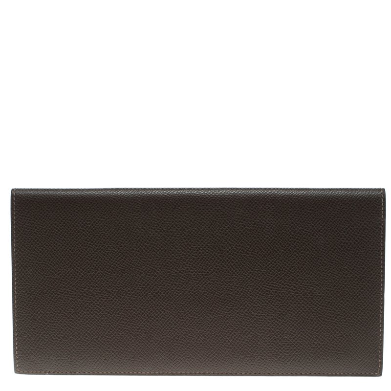 Pre Owned Hermes Cacao Epsom Leather Long Twill Wallet