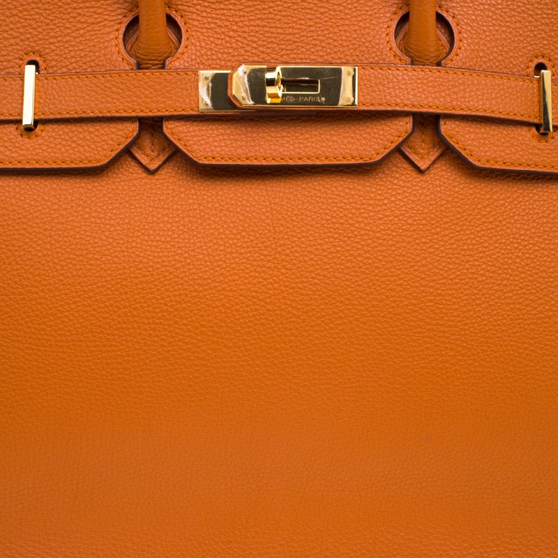 Birkin 35 leather handbag Hermès Orange in Leather - 28692572