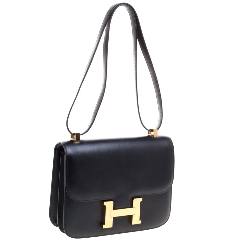 Hermès Black Constance 23cm of Box Leather with Palladium