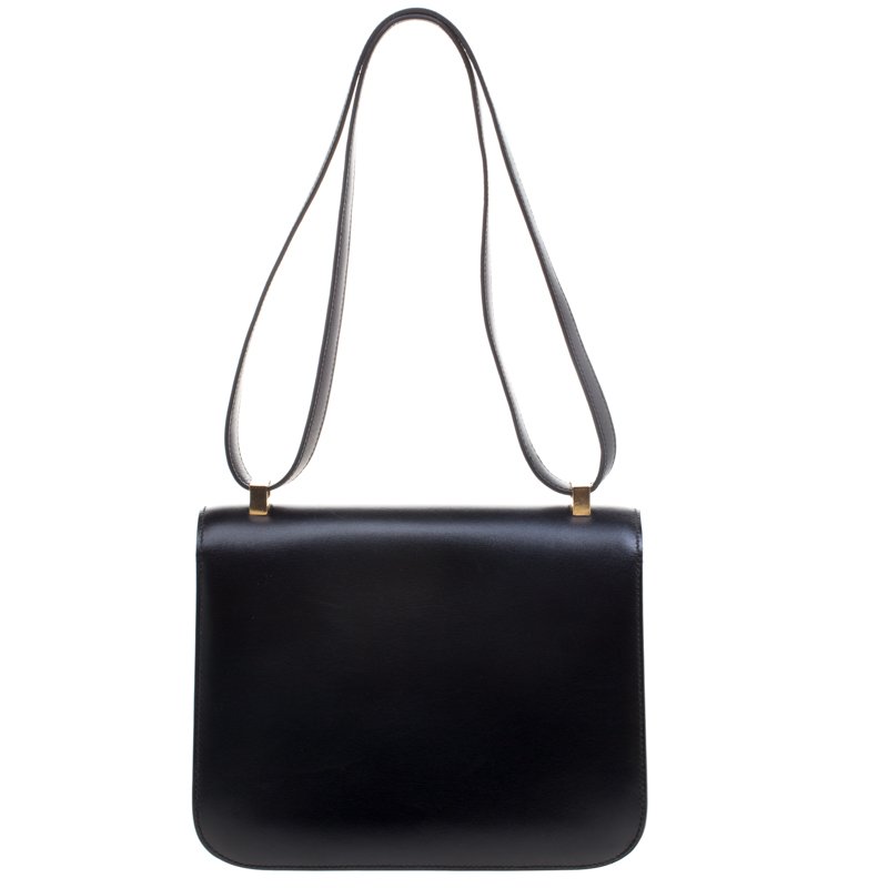 Authentic Hermes 23cm Black Box Leather Ghw Constance Handbag - Ruby Lane
