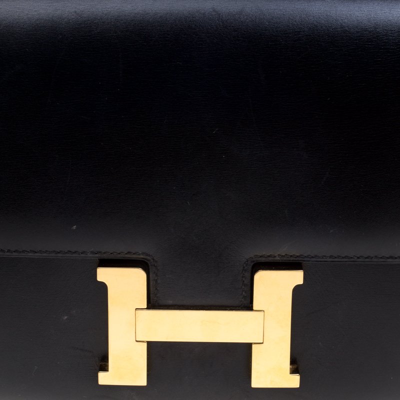 Hermes 23cm Vert Fonce Calf Box Leather & Monogram Canvas Constance, Lot  #56238