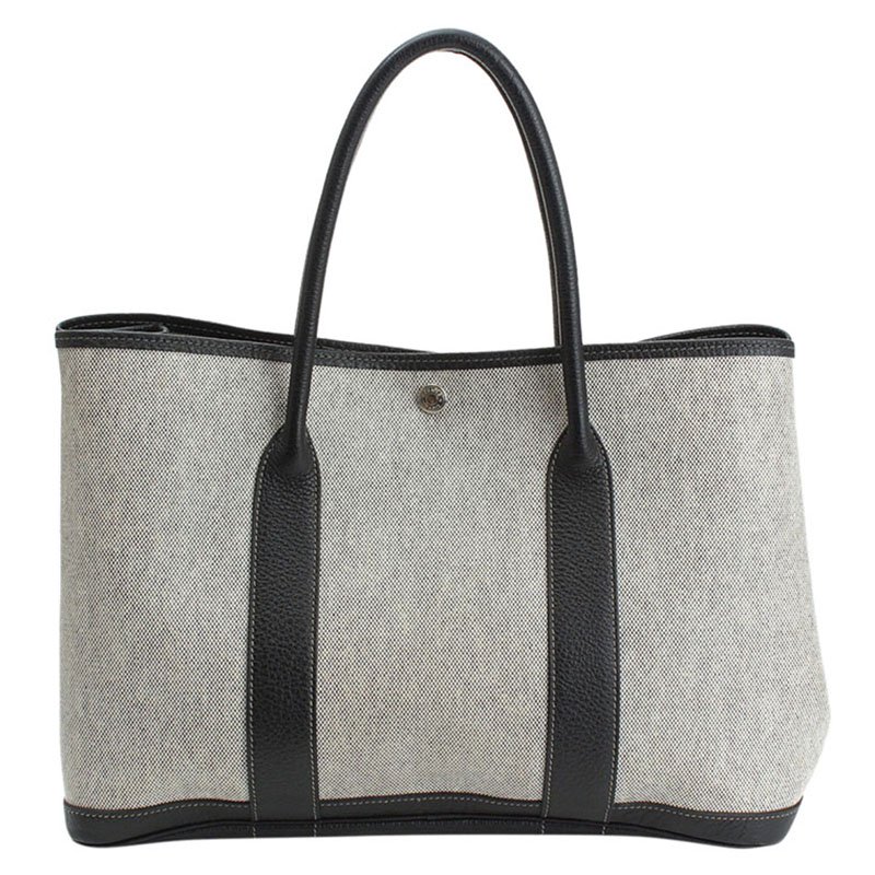 Pre Owned Hermes Bi Color Canvas/Leather garden Party PM Bag