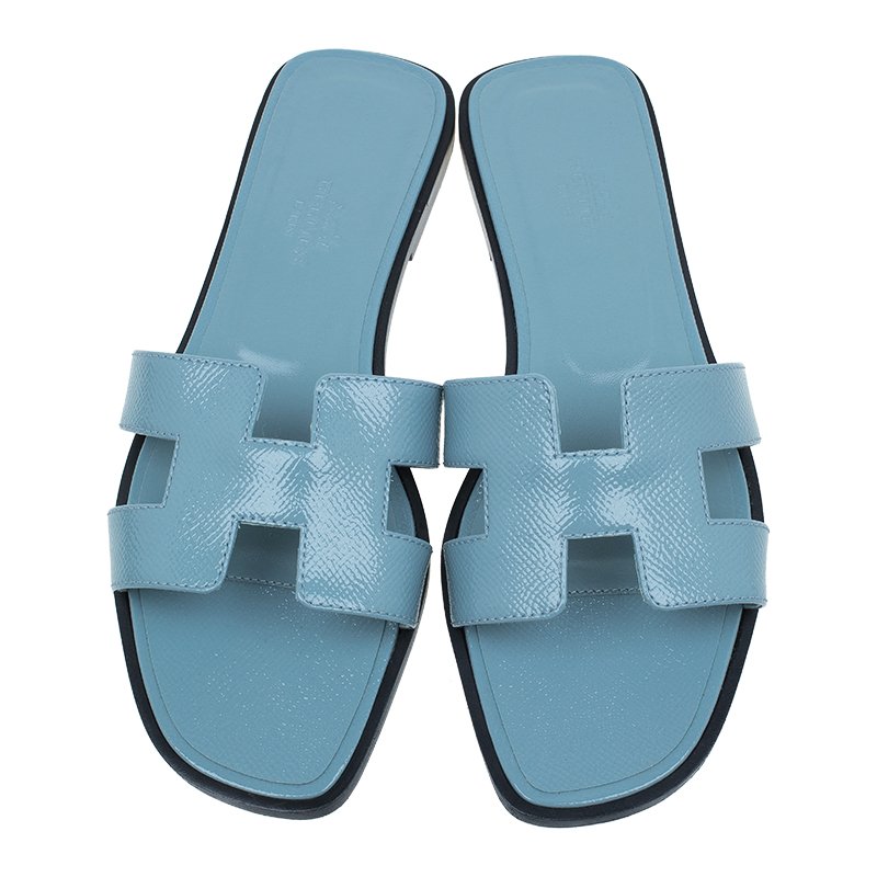 hermes blue slides