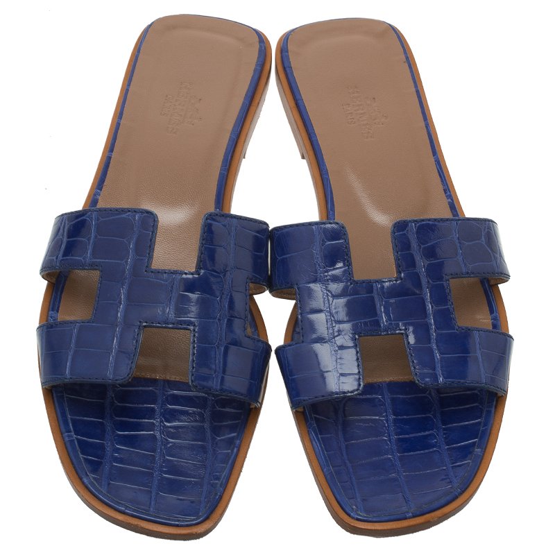 hermes crocodile slippers