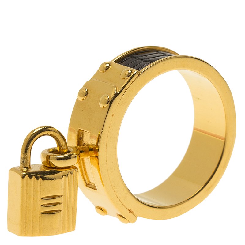 Hermes Gold Lock Scarf Ring