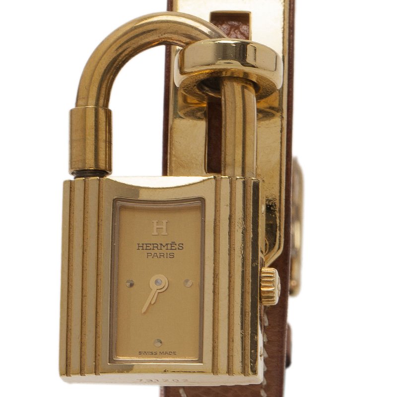 Pre Owned Hermes Gold Gold-Plated Stainless Steel Kelly Women's Wristwatch 20MM