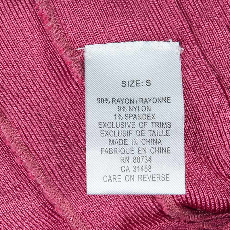 Herve Leger Pink Knit Tonal Panel Detail Double Strap Bandage Dress S ...