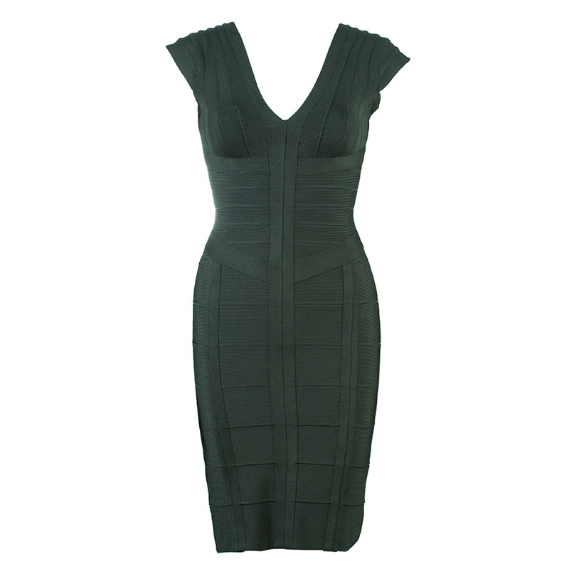 Herve Leger Shadow Cap Sleeve Bandage Dress S