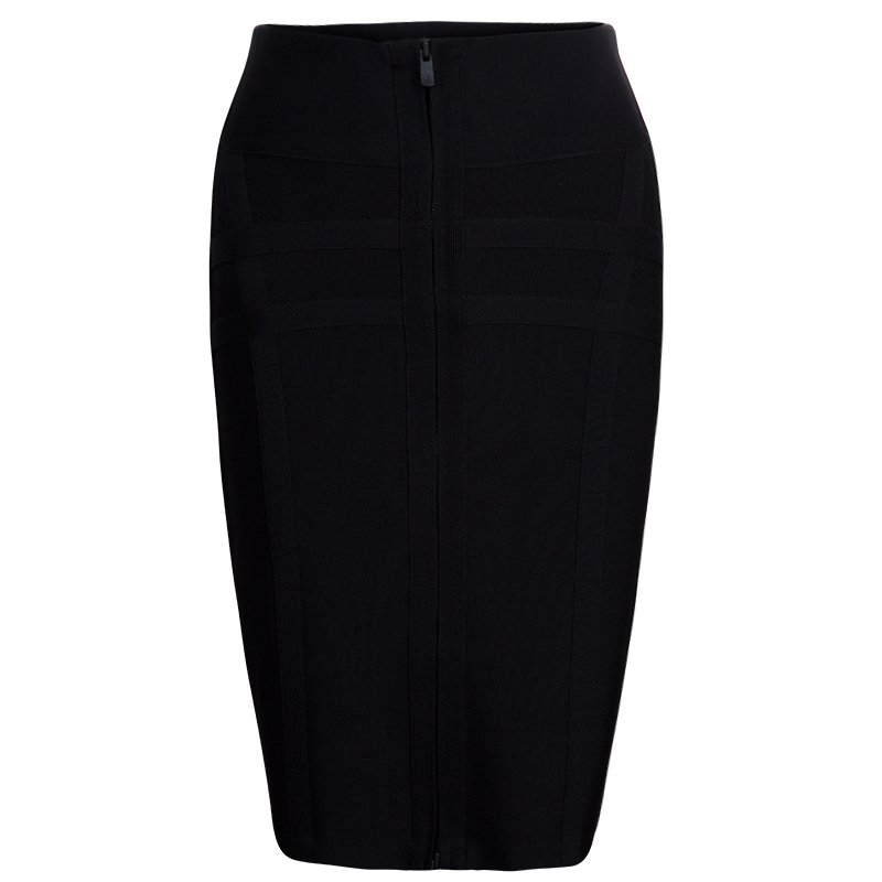 Pre Owned تنورة هيرفي ليجي بانديدج بسحاب سوداء M