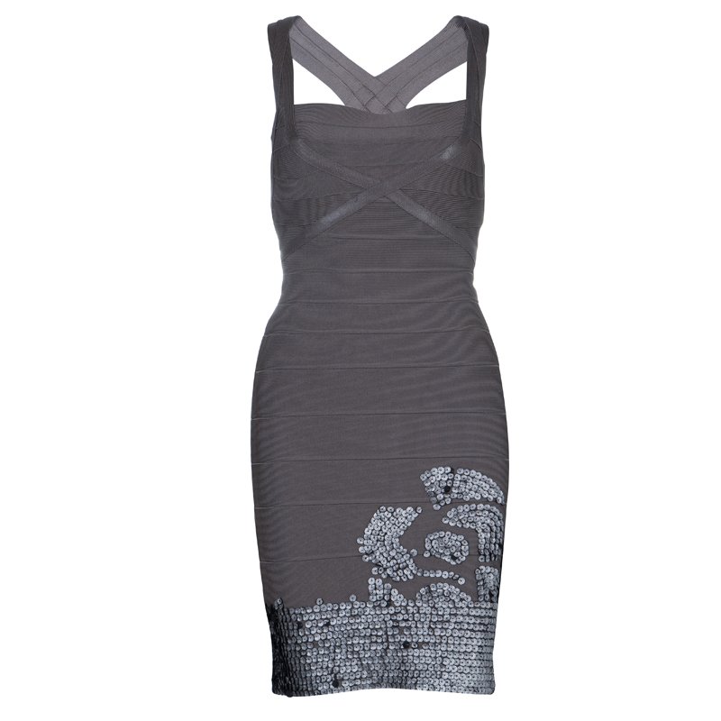herve leger grey dress