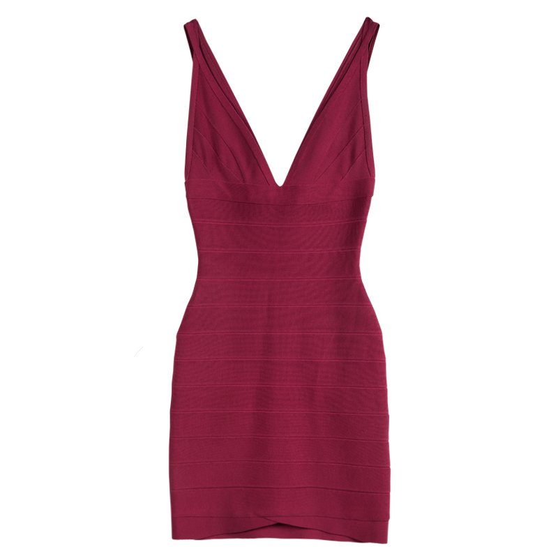 herve leger v neck bandage dress