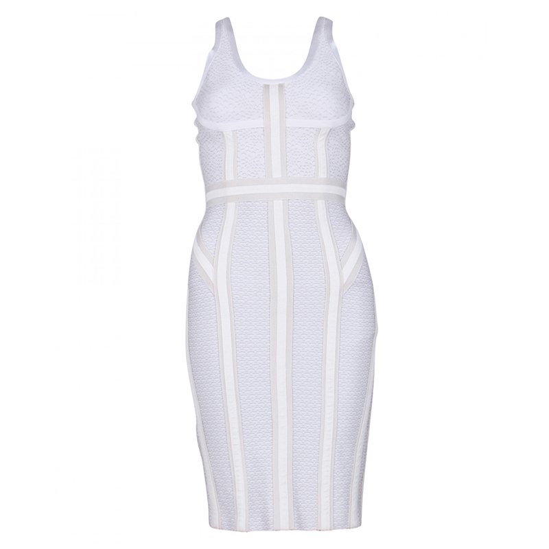 Pre Owned فستان هيرفي ليجي بلا أكمام بانديدج أبيض XS