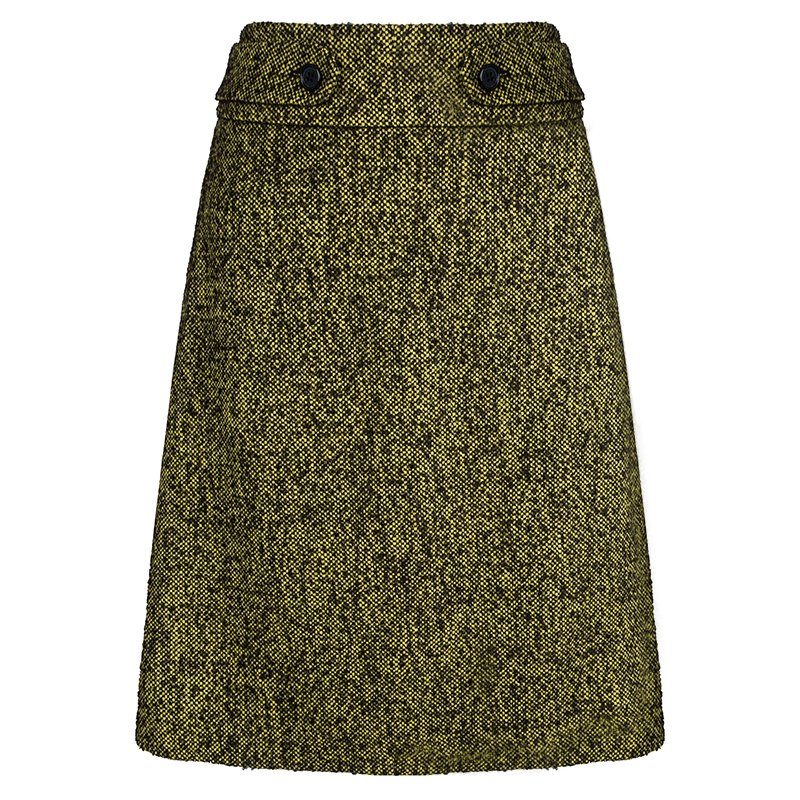 Hugo By Hugo Boss Yellow Textured Knit Regilla Skirt M