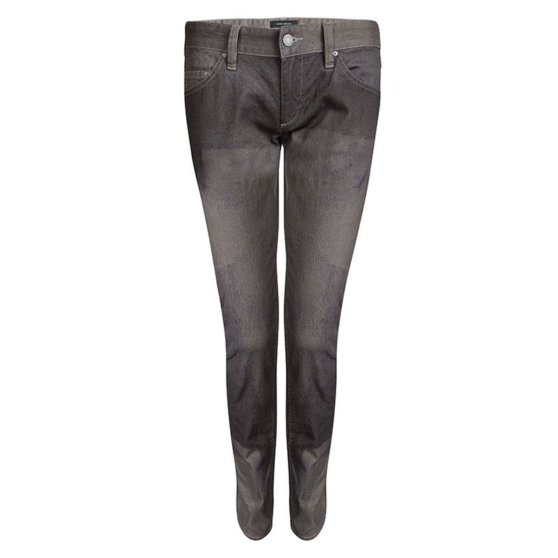 Pre Owned Isabel Marant Grey Printed Denim Studded Pocket Detail Viktor Jeans M