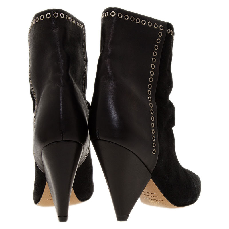 Lance suede and leather discount ankle boots isabel marant