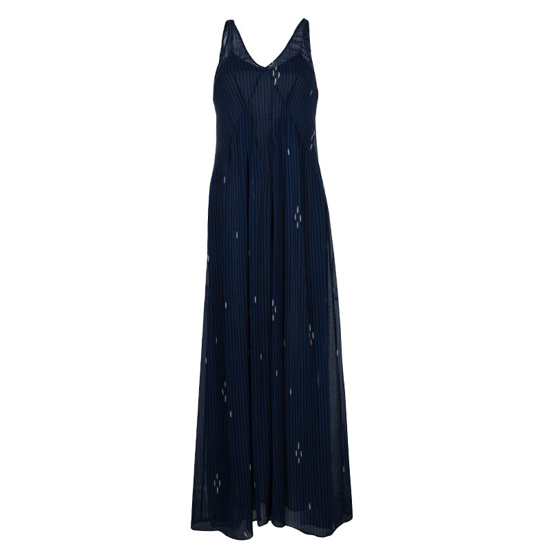 Isabel Marant Etoile Blue and Black Striped Sleeveless Maxi Dress S