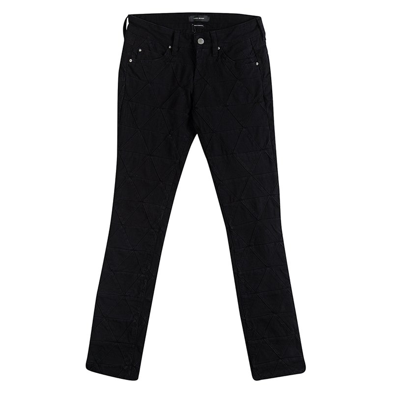 Isabel Marant Black Denim Geometric Paneled Stanford Jeans M