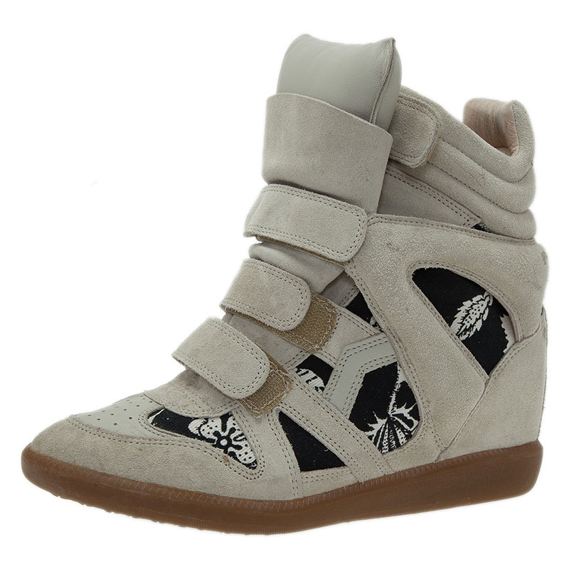 Pre Owned Isabel Marant Beige Bekett Wedge Sneakers Size 39