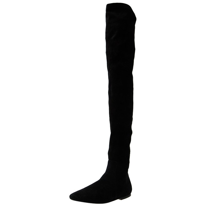 Isabel Marant Black Suede Etoile Brenna Stretch Tall Boots Size 41