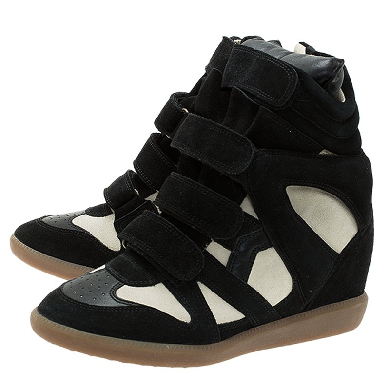 Black and and Leather Bekett Wedge Sneakers Size 38 Isabel Marant | TLC