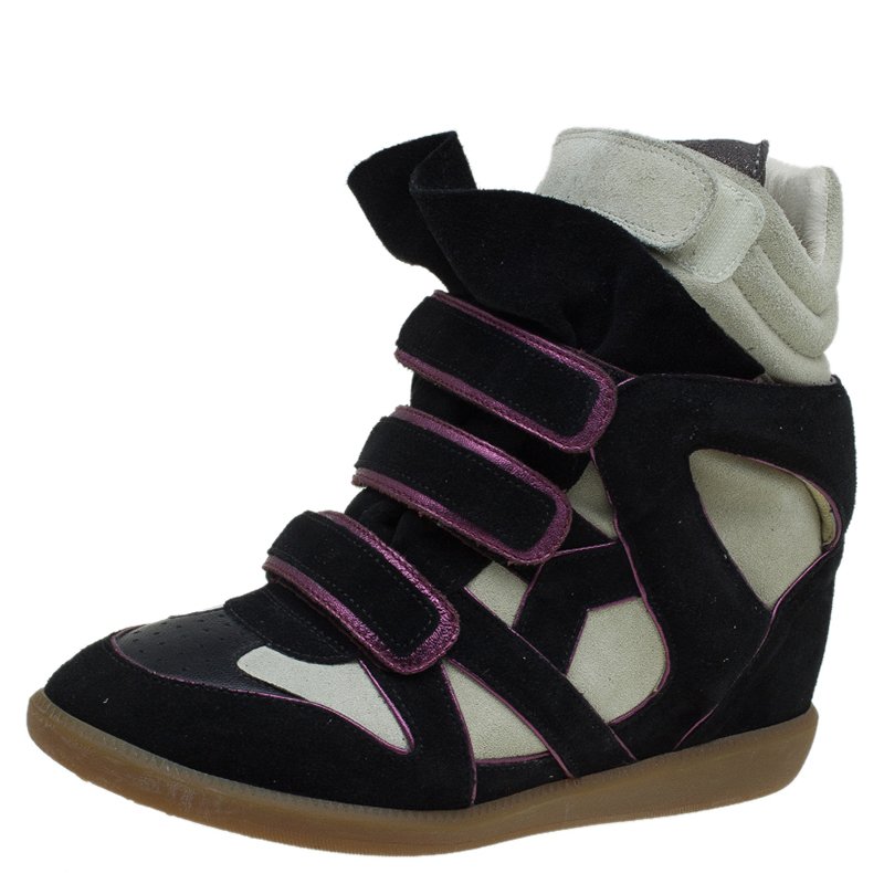 Isabel Marant Two Tone Suede and Leather Bekett Wedge Sneakers Size 40 ...