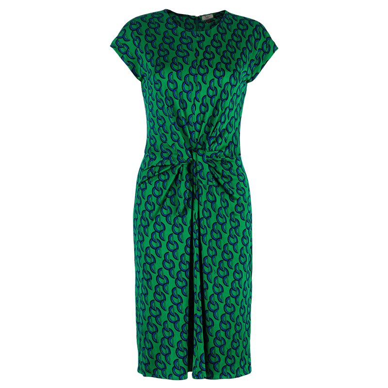 مملوكة مسبقًا Issa Green Circle Print Silk Dress S