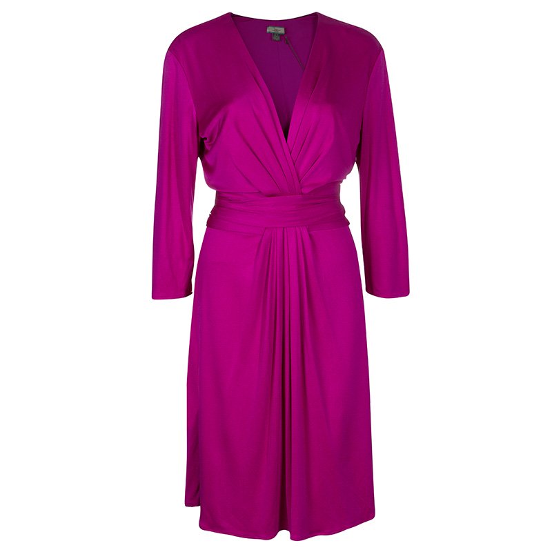 Pre Owned فستان عيسى لندن وردي بأكمام طويلة L