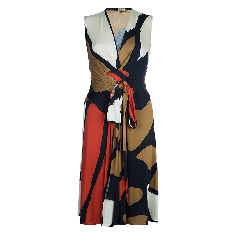 Issa Multicolor Abstract Silk Jersey Maxi Dress M