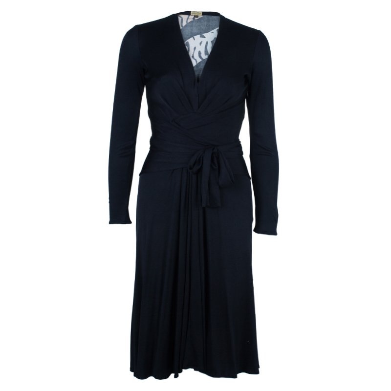 Issa Black Printed Silk Jersey Dress M