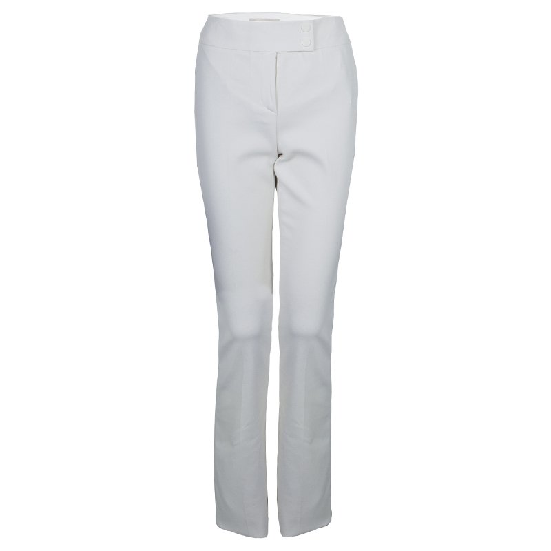 Jason Wu White Cotton Straight Fit Trousers S
