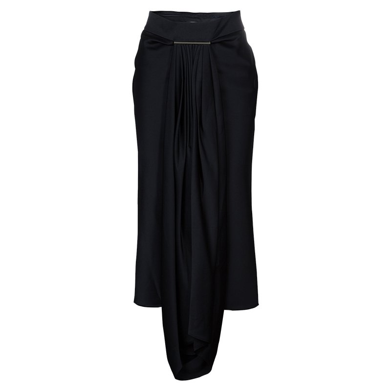 Jason Wu Black Pleated Front Midi Skirt  M