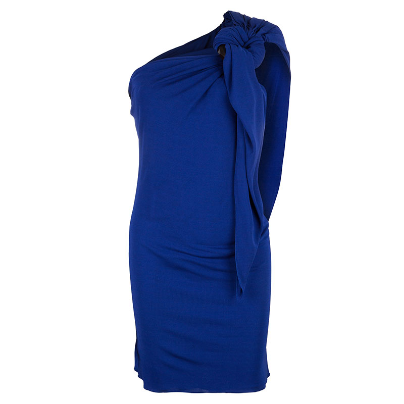 Jean Paul Gaultier Blue One Shoulder Dress M
