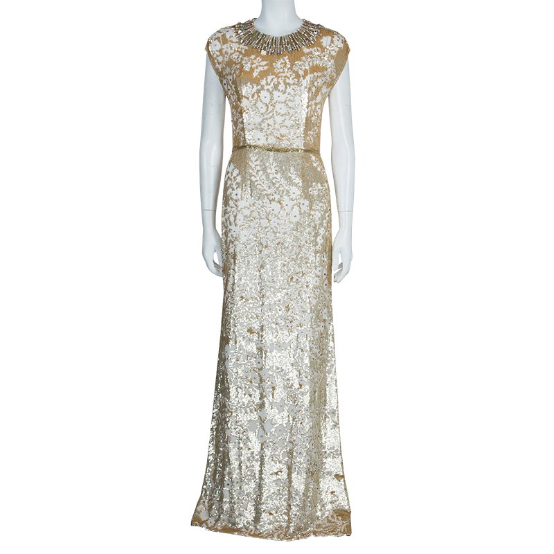 jenny packham gold sequin dress