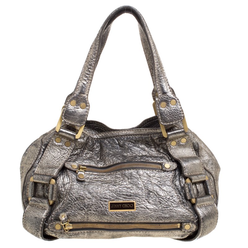 Jimmy Choo Metallic Leather Mahala Tote