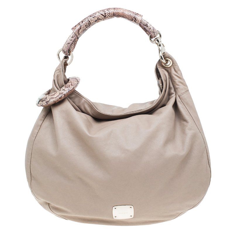 Pre Owned حقيبة جيمي تشو سكاي بانغل  جلد ثعبان/ جلد بيج