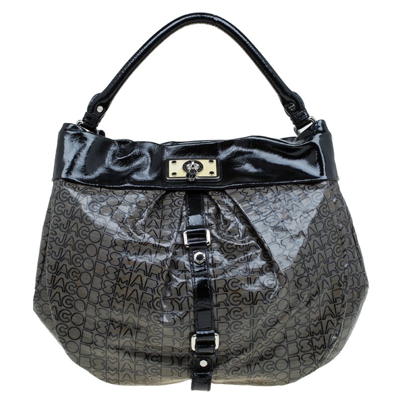 مملوكة مسبقًا Marc By Marc Jacobs Grey Coated Canvas Jacquard Lil Riz Hobo