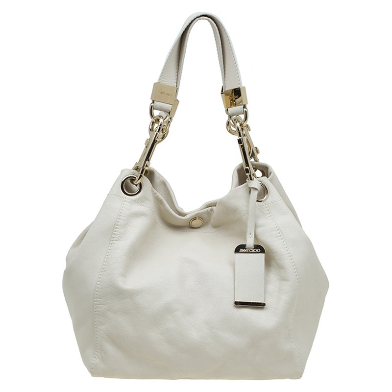 jimmy choo white leather bag