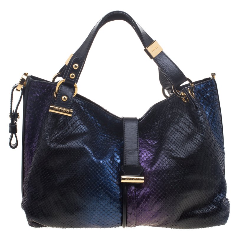 Pre Owned Jimmy Choo Holographic Python Ayse Shoulder Bag