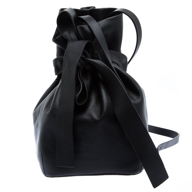 Pre Owned Jimmy Choo Black Nappa Leather Eve Bucket Bag