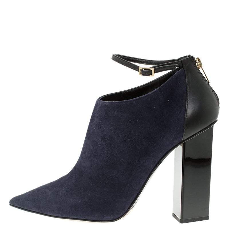 navy blue heel boots