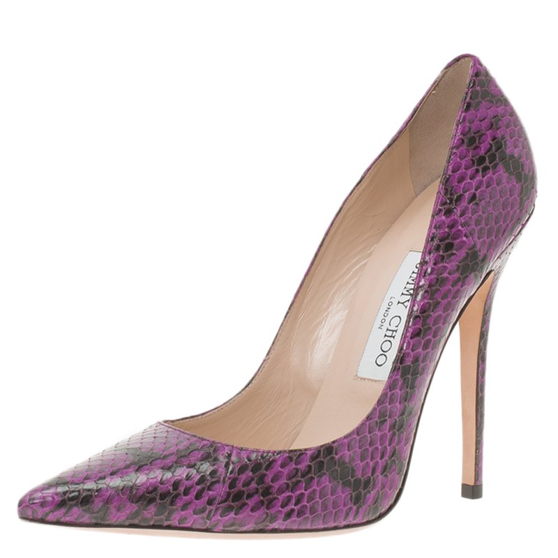 مملوكة مسبقًا Jimmy Choo Purple Python Abel Pointed Pumps Size 39.5