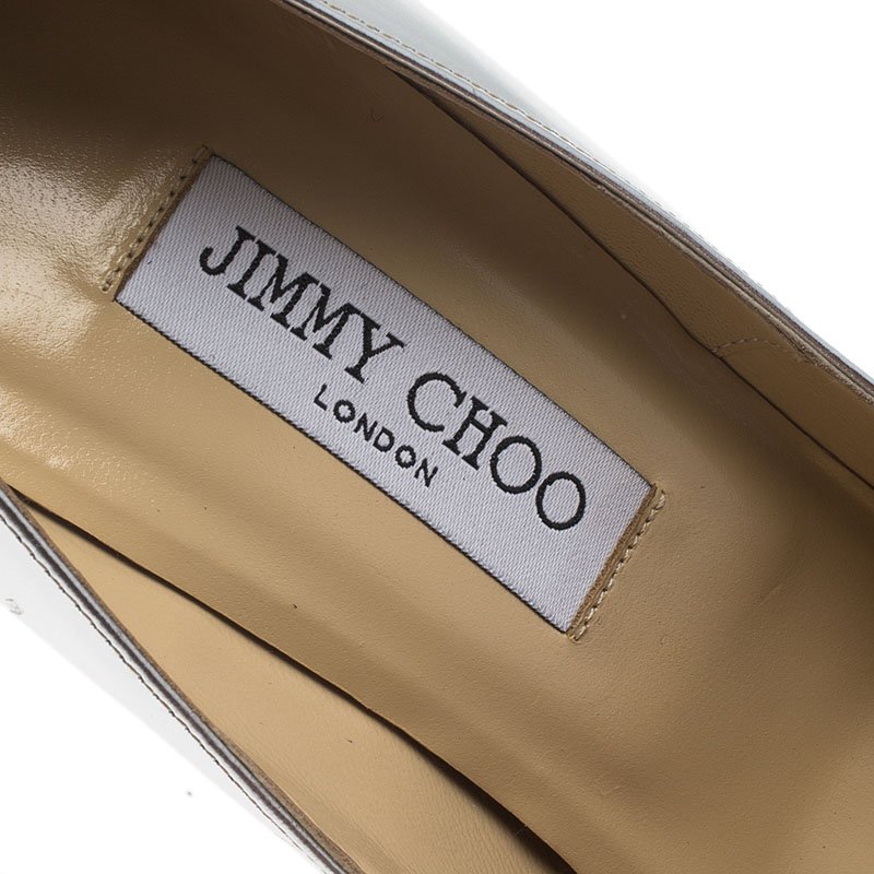 Pre Owned Jimmy Choo Metallic Silver Leather Anouk Pumps Size 39