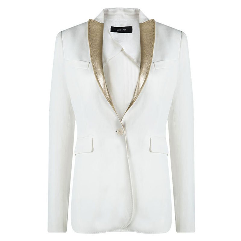 Pre Owned Joseph Off White Placket Detailed Notched Collar Blazer S