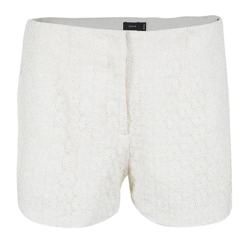 Joseph Cream Wren Embroidered Tulle Shorts M