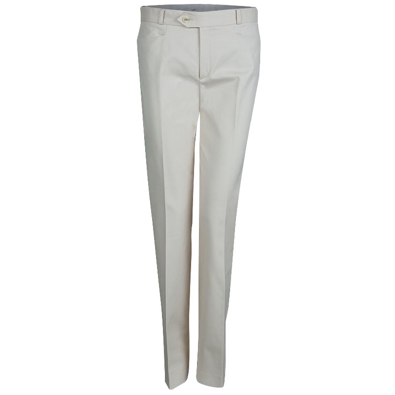 Pre Owned Joseph Cream Tailored Cotton Trousers M