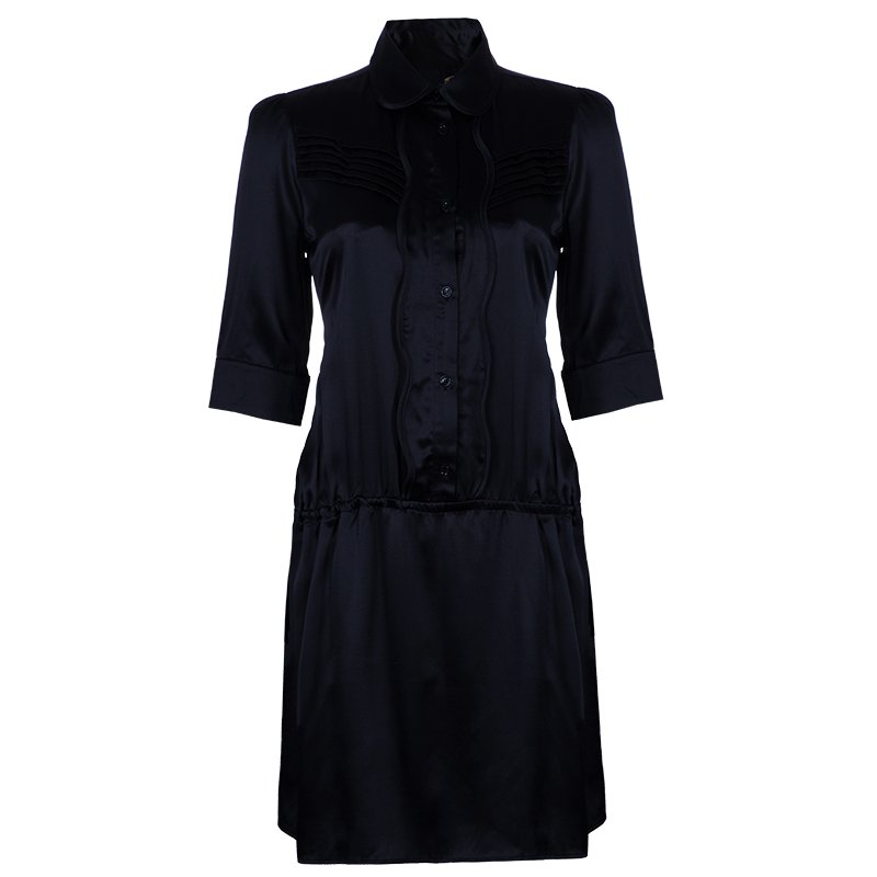 مملوكة مسبقًا Just Cavalli Black Tie Waist Silk Dress M