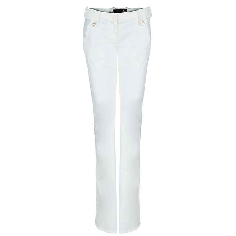 مملوكة مسبقًا بنطلون جينز جست كافالي بأرجل واسعة أبيض M