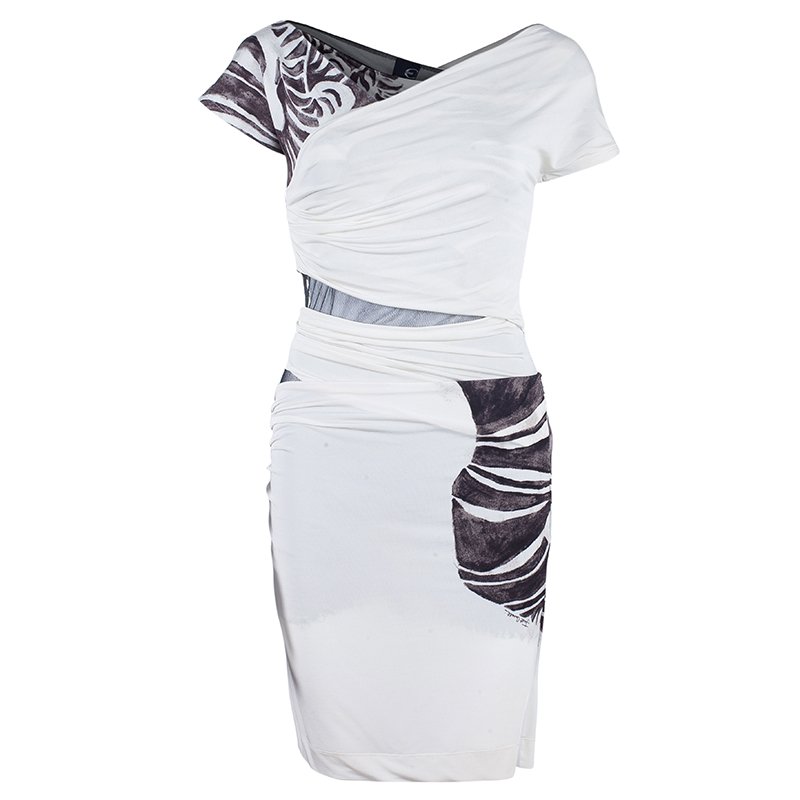 مملوكة مسبقًا فستان جست كافالي بطيات مطبوع S